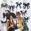 9Pcs/Set Happy Halloween Party Decoration Spiral Hanging Black Spider Bow Charm Pendant Decoration