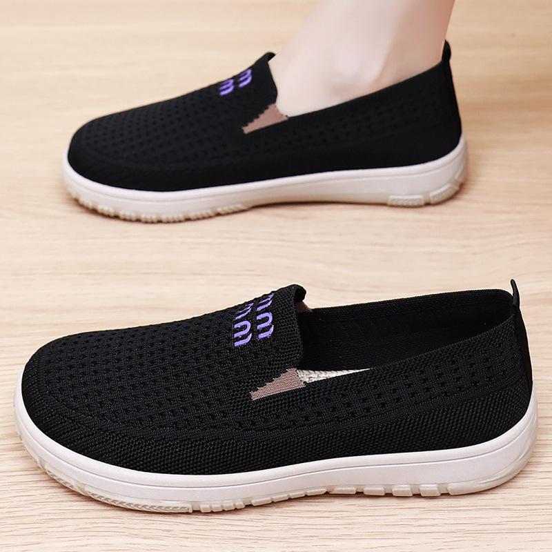 Shoes Women's Shoes Versatile Autumn New One-pedal Old Beijing Cloth Shoes Flying Woven Mesh Breathable Casual Shoes