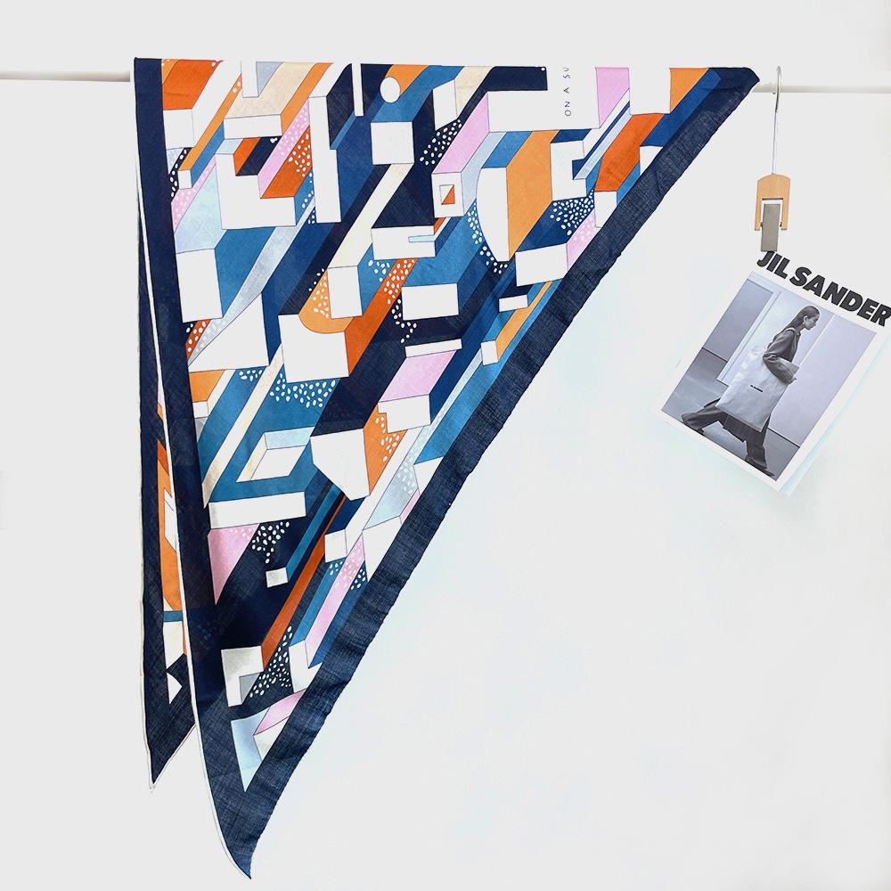 Silk Wool Triangle Scarf – Paris Sketch Design, High-End Mulberry Silk Shawl