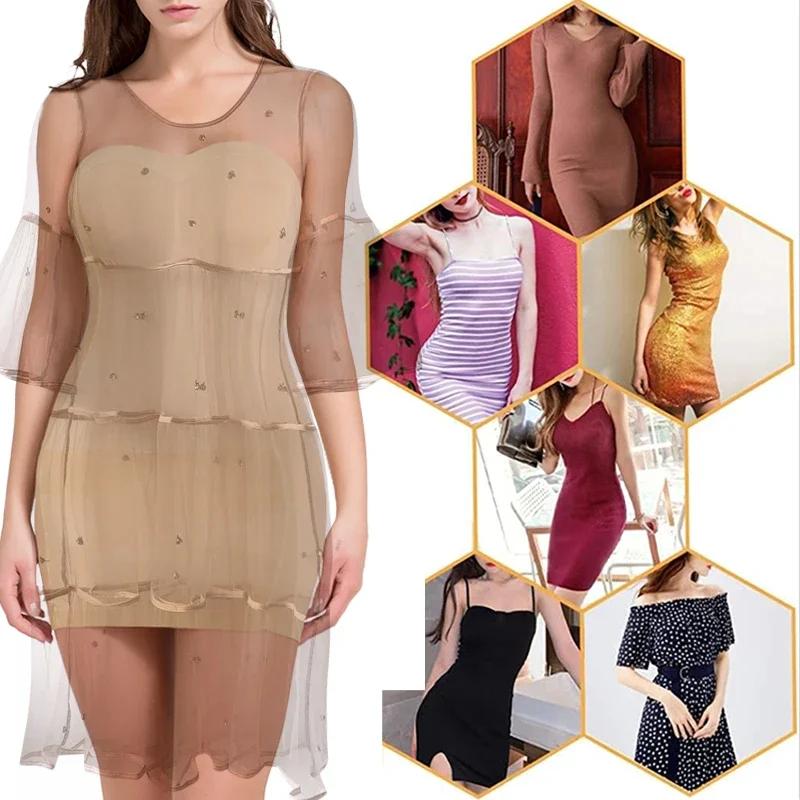 Сексуальное Полное Корректирующее Белье Женское Платье С Открытыми Плечами Облегающее Нижнее Платье Без Бретелек Гладкое Компрессионное Корректирующее Белье Для Похудения Талии