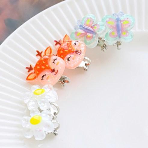 Shining Forest Deer Clip-On Earrings Set for Kids 6 Pcs (3 Designs × 2)