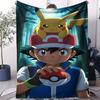 Pokémon Anime Flannel Blanket Pikachu Ash Ketchum Print Soft Warm Throw Sofa Bed Cover Cozy Nap Cape Gift for Kids Adults Fans