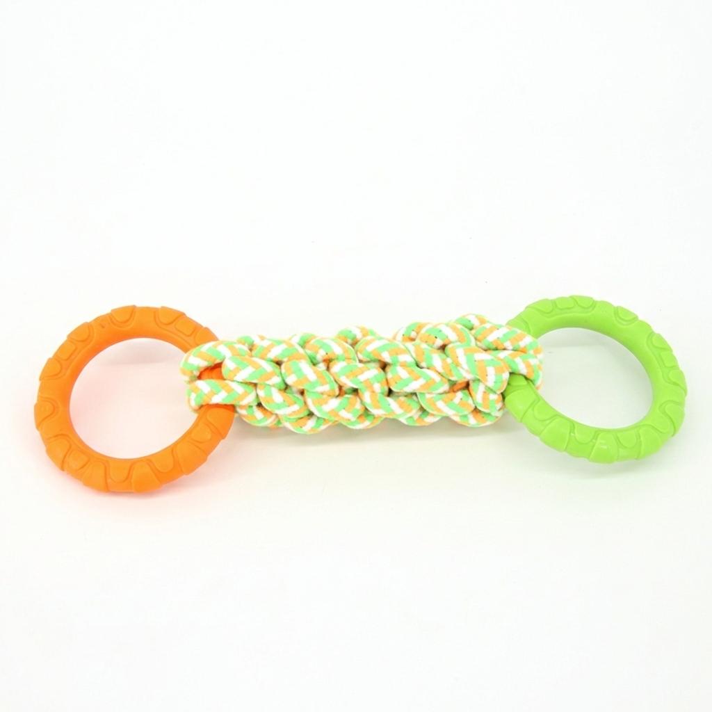 Factory Supply TPR Chew Ring and Rope Tug Dog Toy, Durable Interactive Puppy Teething Chew Aggressive Chewers