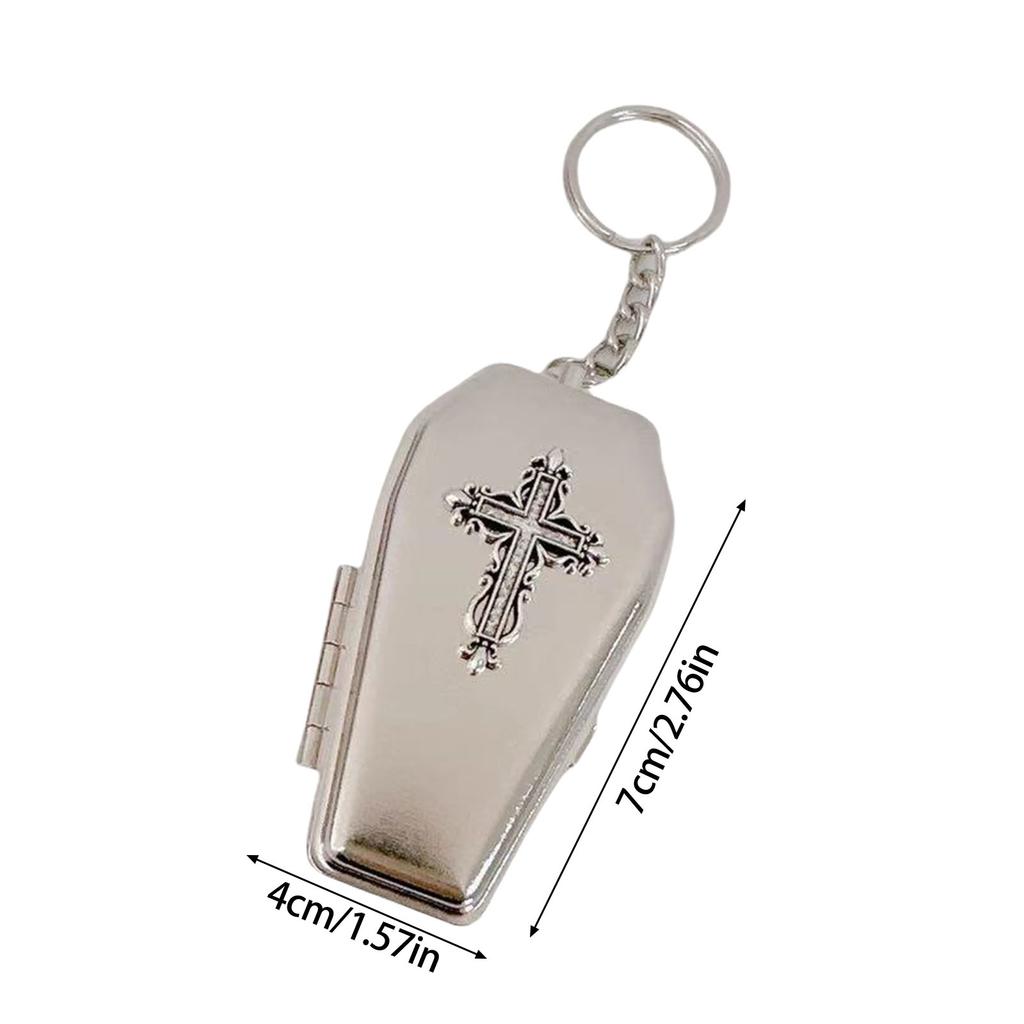 Gothic Coffin Keychain Unique Key Holder Pendant Necklace Metal Texture Perfect for Fashion Enthusiasts and Everyday Use