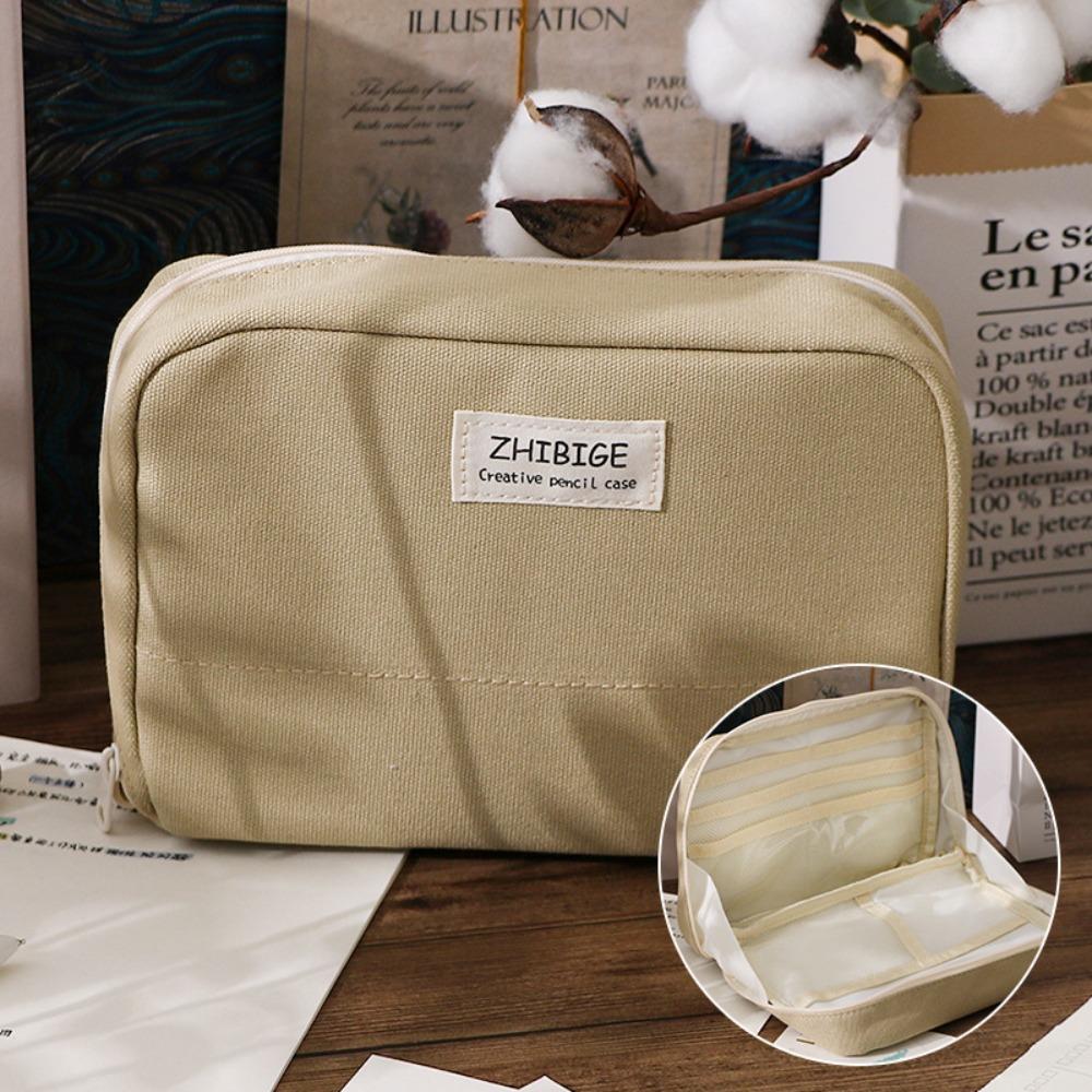 Multi-functional Pen Bag Canvas Stationery Storage Pouch Portable Pencil Case Student Gift