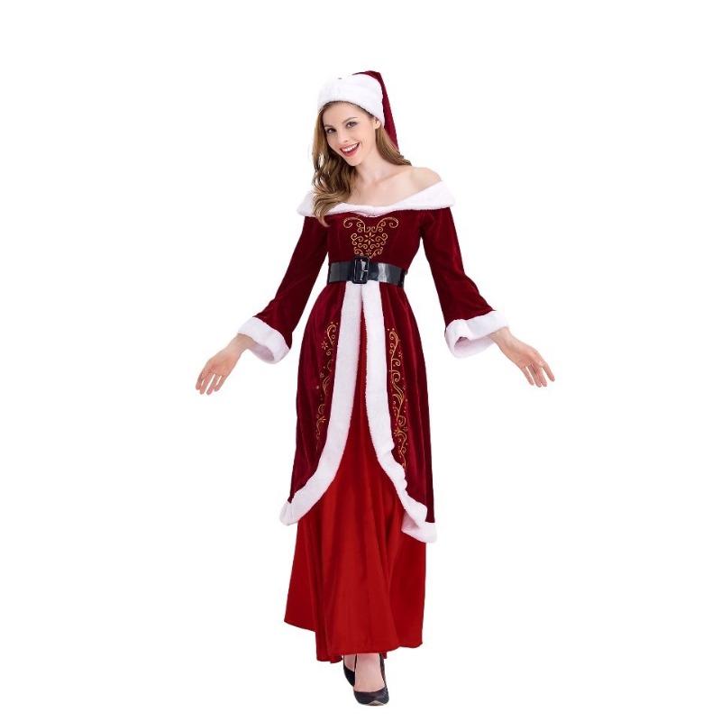 New Christmas Costumes, Santa Claus Party Costumes Little Red Riding Hood Long Costumes