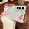 Чехол с узором из розовых цветов для Samsung Galaxy S25 Edge S24 Ultra S23 S22 Plus S21 FE A15 A16 A17 A26 A35 A36 A54 A55 A56 5G Capa