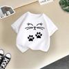 2025 Summer New Cute Cat Animal Print Candy Color Round Neck Short Sleeved Baby Girl Summer Clothes Trendy Children's T-shirt