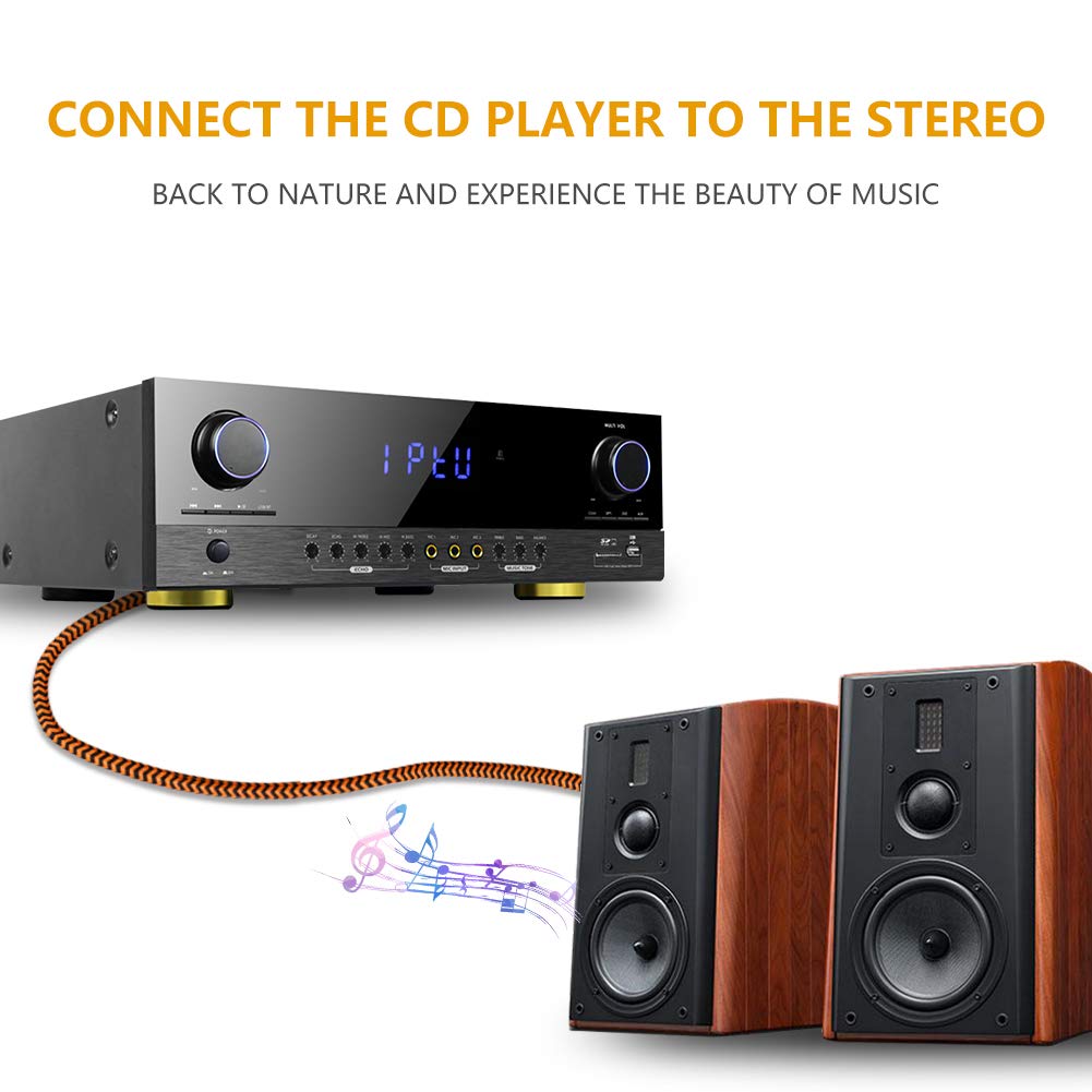 Стереокабель RCA LiuTian Двойное экранирование Позолоченные Сверхпрочный Нейлоновая оплетка 2RCA Папа к 2RCA Папа Стерео Аудиокабель для Домашней Системы 3м, Театр, HDTV,