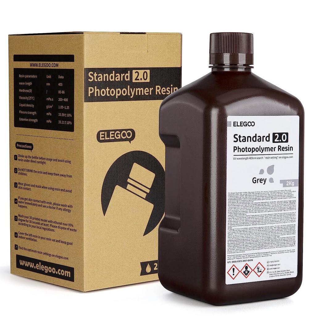 ELEGOO Смола для 3D-принтера 2 кг 405 нм УФ-отверждаемая стандартная фотополимерная смола