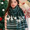 Christmas Scarf High-end Border Knitted Wool Niche Design Wild Cute Deer Elk Knitted Scarf Winter Warm Wool Shawl Girl Christmas Gift