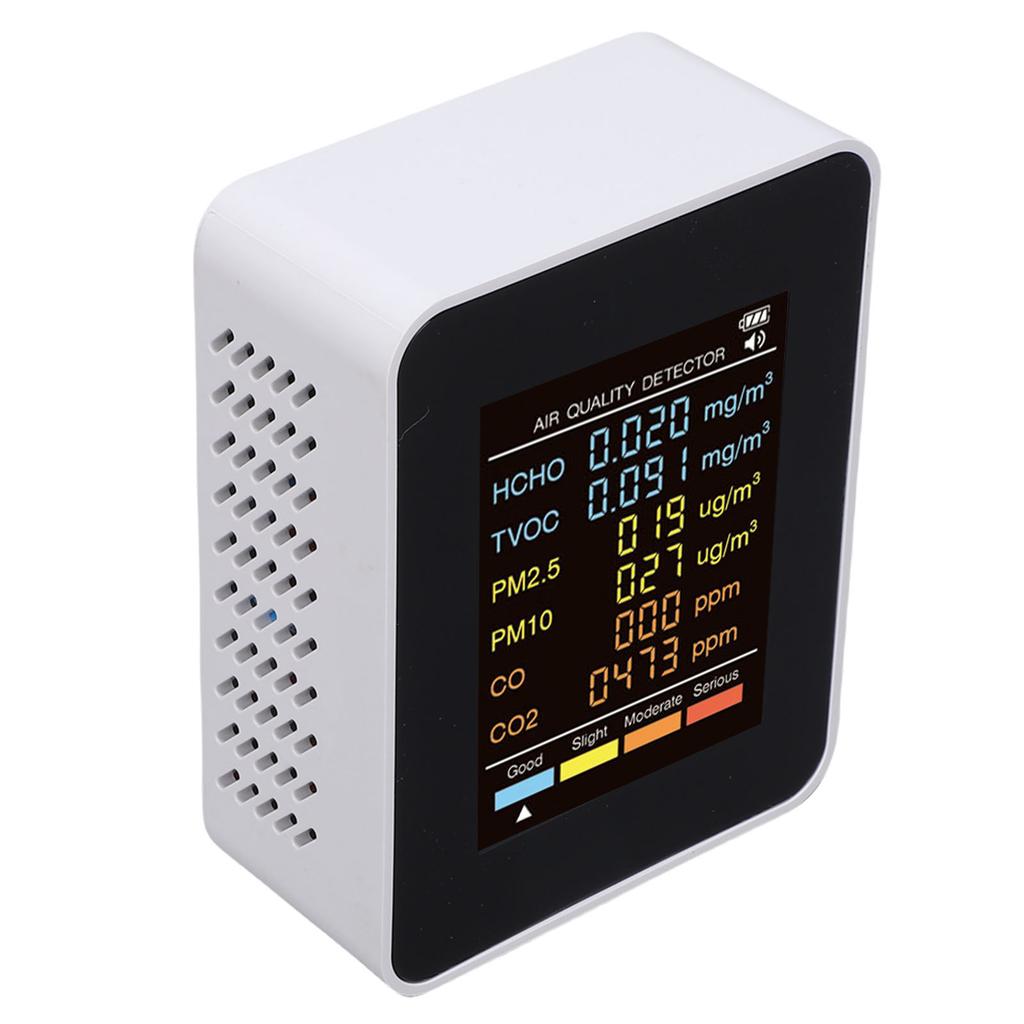 Монитор качества воздуха 6 в 1, 2,8-дюймовый цветной экран, комнатный детектор PM2.5, PM10, HCHO, TVOC, CO, CO2, многофункциональный воздух