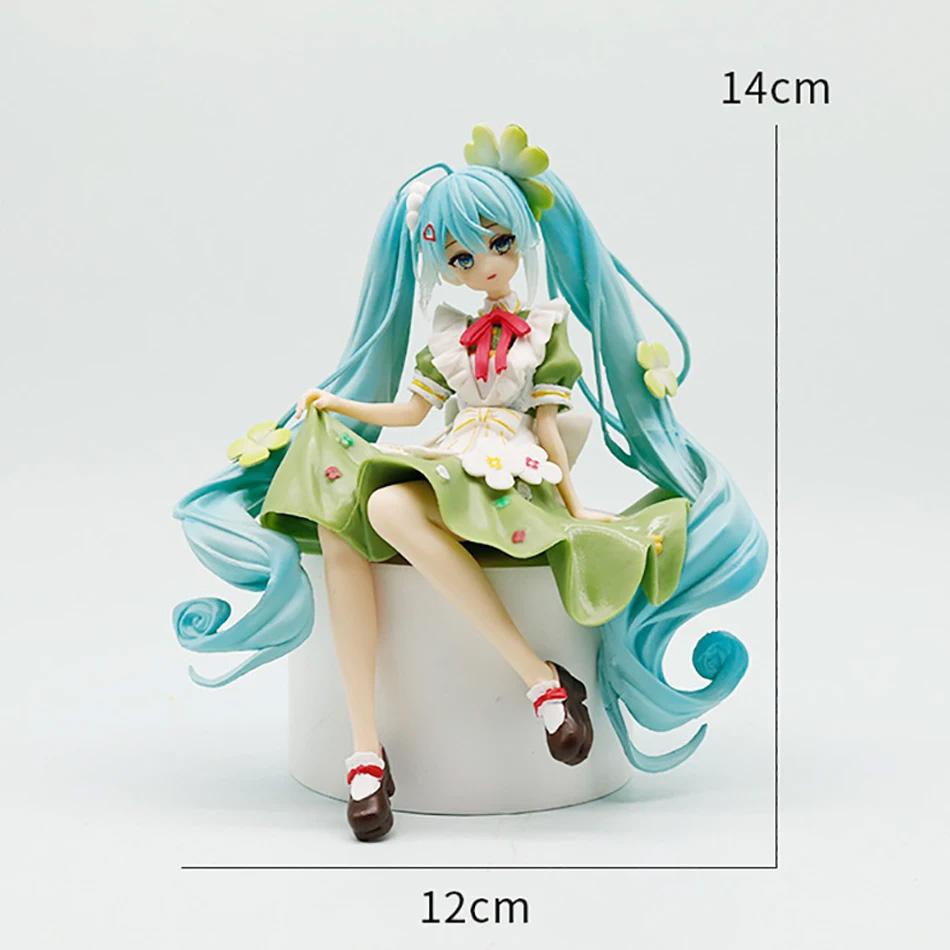 14 см Горячий в наличии Аниме Стопор для лапши Хацунэ Мику Цветочная фея Клевер ПВХ Фигурка Действия Модель Кукла Игрушка Праздничный Подарок