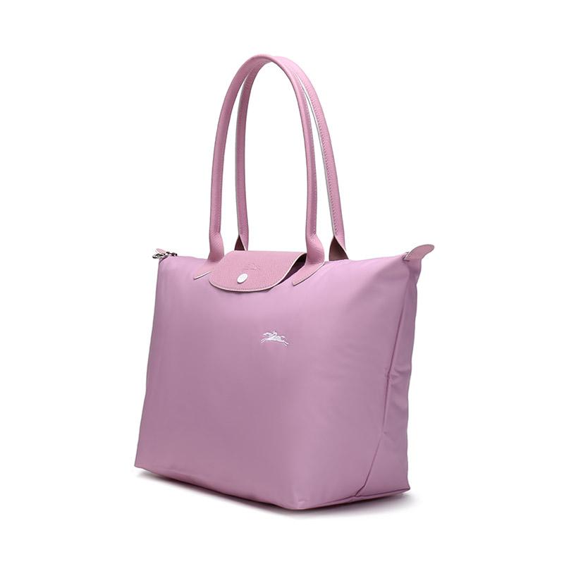 Longchamp Сумка через плечо женская, большая, из полиамидного холста с элементами из коровьей кожи, розовая