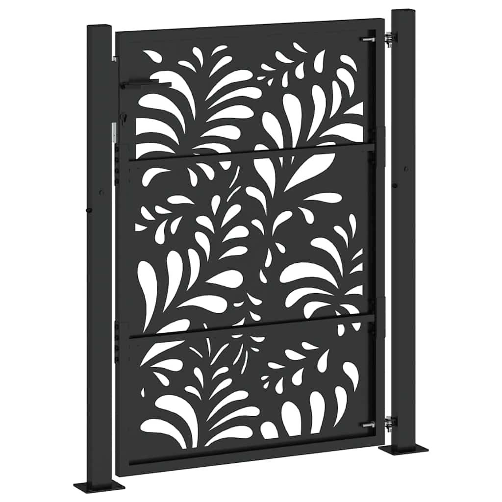 Garden Gate Black 100 x 125 cm Steel Wavy Design