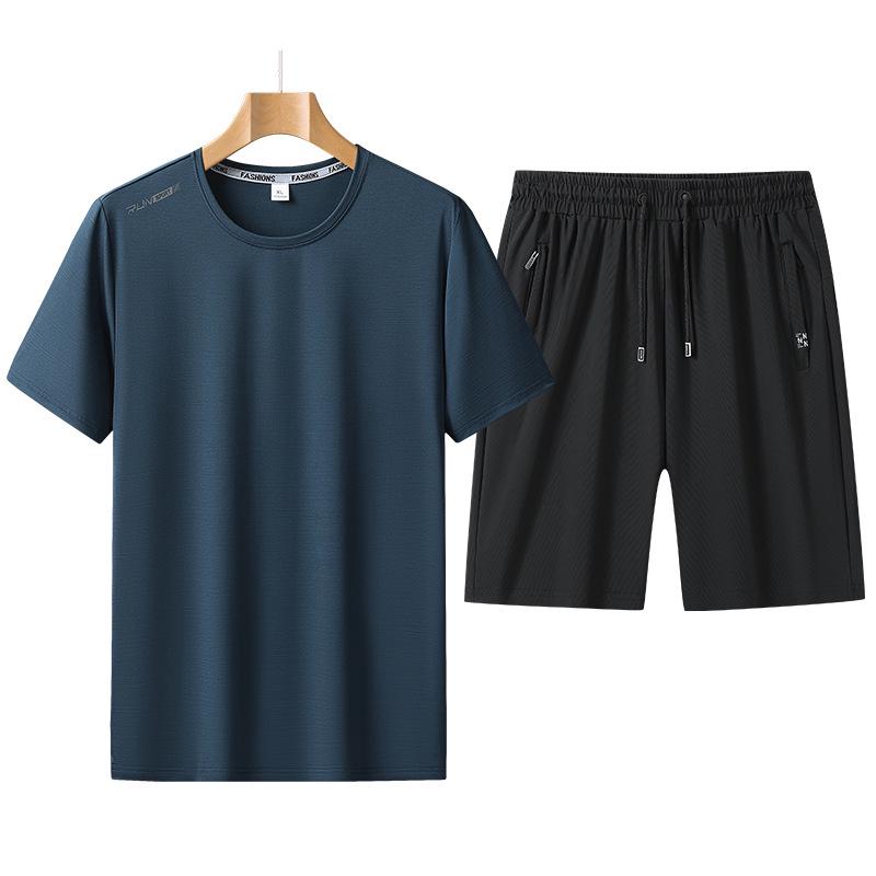 Men's 2026 Summer Sports Two-Piece Set: Round Neck Short Sleeve Top & Casual Shorts