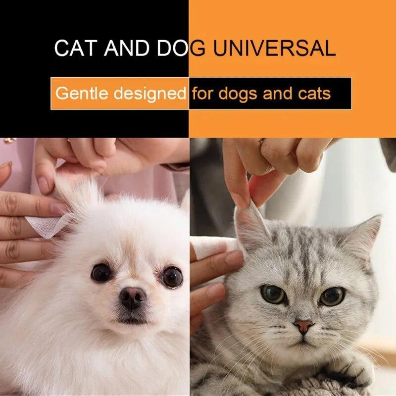 Салфетки для ухода за домашними животными, гипоаллергенные салфетки для чистки ушей для собак, кошек, средство для устранения запаха, дезодорирующие салфетки для собак, 130 упаковок