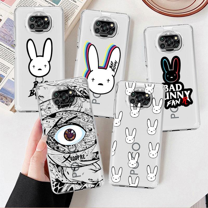 Прозрачный чехол Bad Bunny X100pre для Xiaomi Mi Poco X3 NFC M3 Pro F3 F1 11 Lite 12 Redmi Note 10 9S 8 7 9, мягкий чехол для телефона
