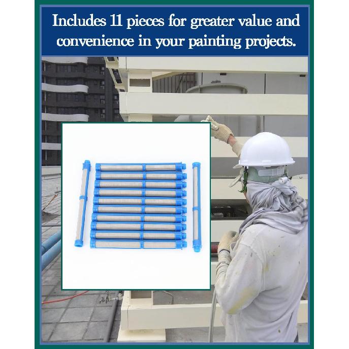 287033 Фильтр для безвоздушного распылителя 100 меш синий (Набор из 11 штук), Совместимо с Graco Contractor PC, II, FTx, Silver Plus и другими – Прочный черный