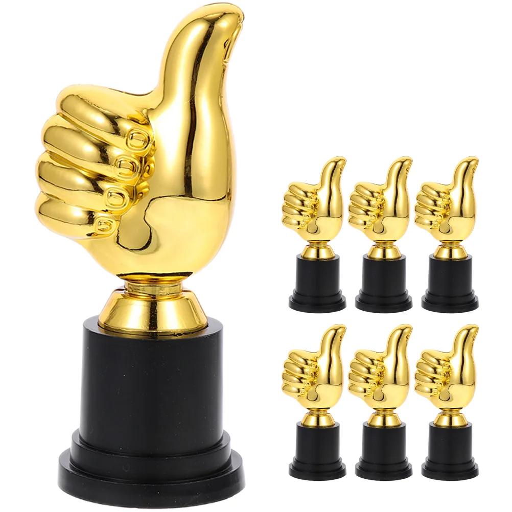 1-10pcs Thumbs Up Trophy Football Plastic Gold Trophies Encouragement Mini Victory Trophies Award Prize For Children Party Favor