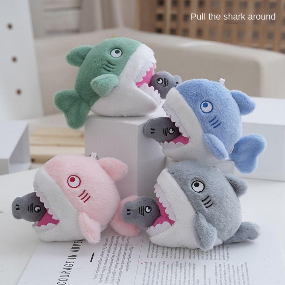 Stuffed Doll Blue Shark Pendant Stuffed Animal Plush Shark Keyring Kids Gifts