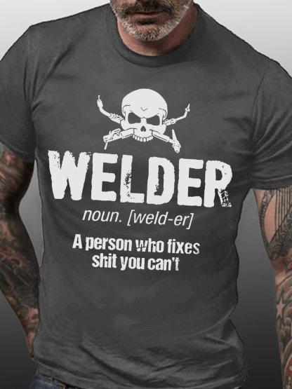 Unisexs Funny Welder Definition Fixes Shit Text Letters Casual Cotton Tshirt