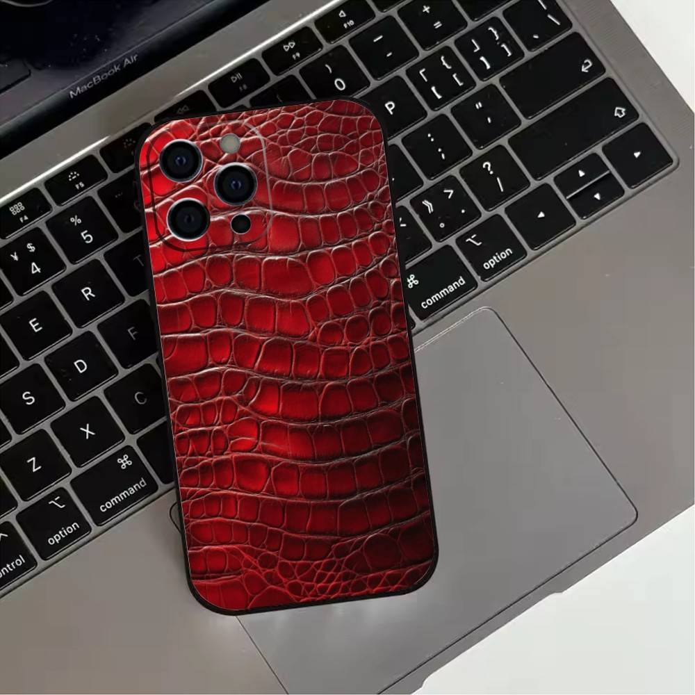 Чехол из кожи крокодила для iPhone 17, 16, 15, 14, 13, 12, 11 Plus, Pro Max, XS, Мягкая силиконовая черная крышка