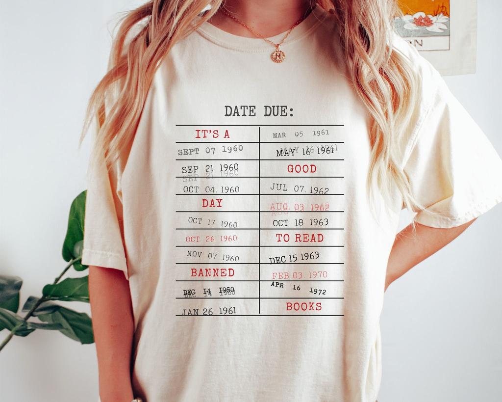 Banned Books Shirt I'm With The Banned Book T Shirt Good Day To Read Shirt Vintage Library Due Date Bookish Tee Librarian Gift Booktok Merch