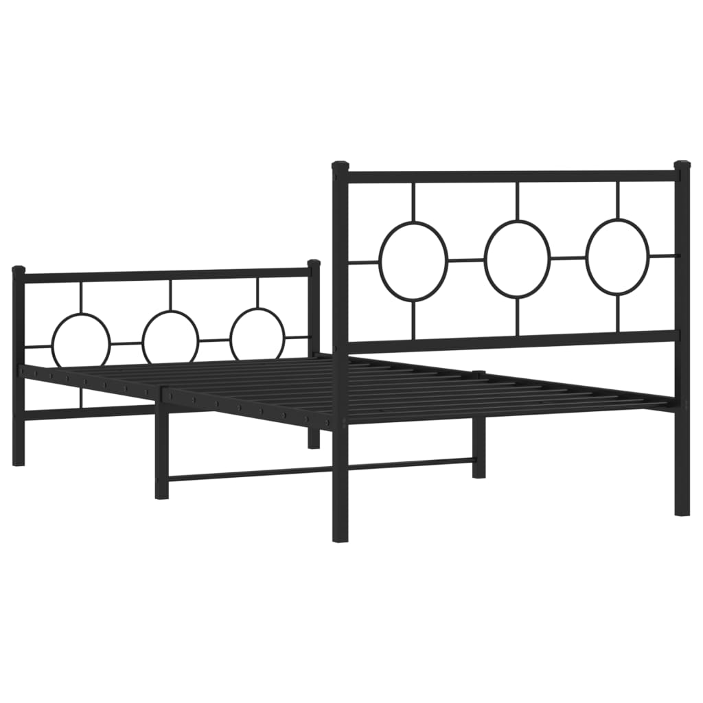 Vidaxl Metalowa Rama Łóżka Z Wezgłowiem I Zanóżkiem, Czarna, 100X200Cm