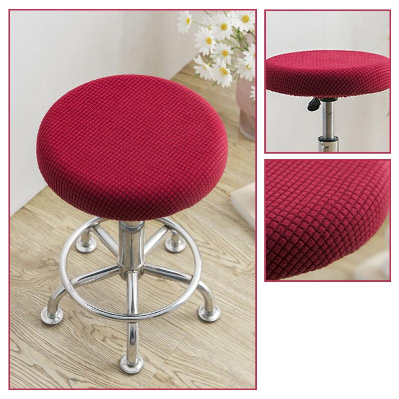 Slipcover Bar Stool Cover Round Chair Cover Anti-Dirty Solid Seat Cushion Protector Removable Stool