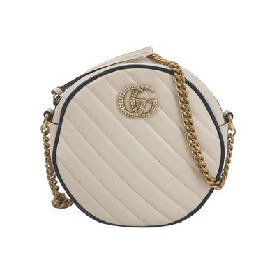 [Б/У] Мини-сумка через плечо GG Marmont из белой стеганой кожи - Очень хорошее состояние #AP6CR6