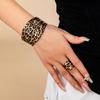 Преувеличенный по характеру леопардовый принт геометрический неправильный набор браслетов и колец для женщин, подходящий для вечеринок и улиц