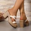 2025 лето новые большого размера шлепанцы с открытым носком и рыбьим ртом, удобные в носке, на толстой подошве и толстом каблуке, крутые шлепанцы женские
