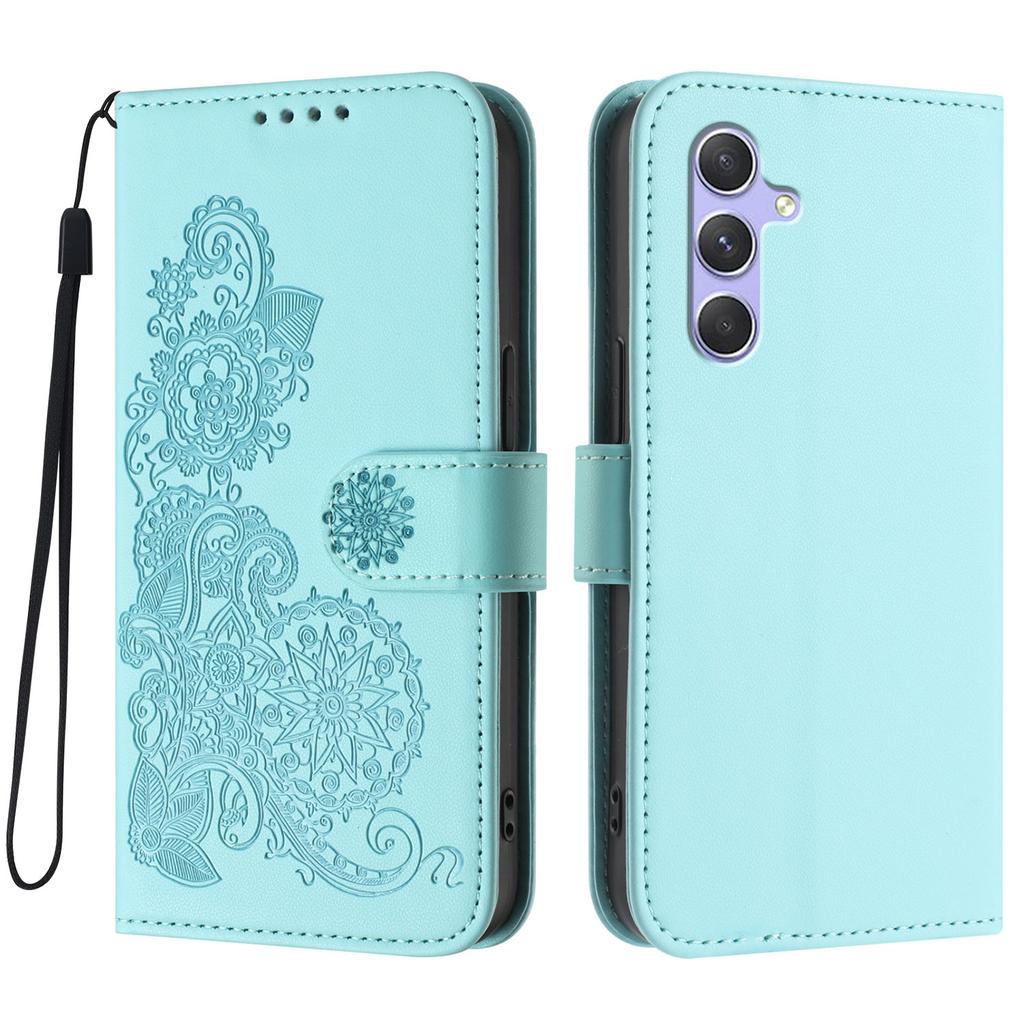 For Samsung Galaxy A54 5G Phone Cases Mandala Flower Leather Wallet Mobile Cover with Strap