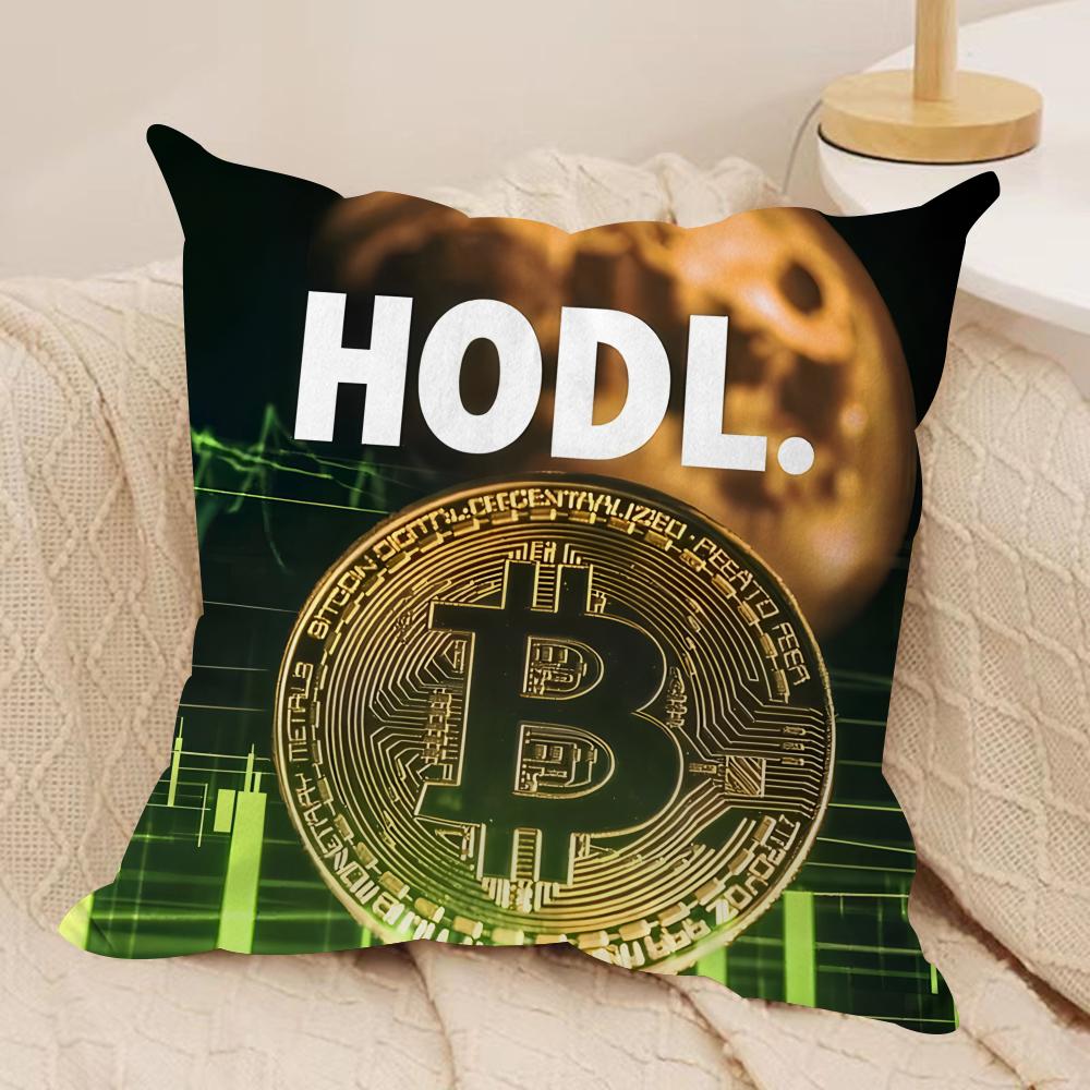 Крутая Модная Роскошная Наволочка для Подушки Bitcoin Шелковистый Короткий Плюш Невидимая Молния Пылезащитная Наволочка для Диванной Подушки для Домашнего Декора