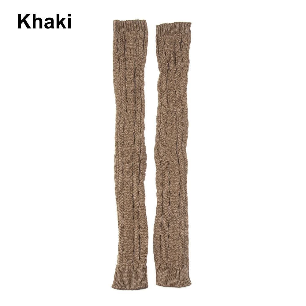 Women Man Autumn Winter Imitation Sleeves Knitted Mittens Long Gloves Arm Warmers Twist Pattern