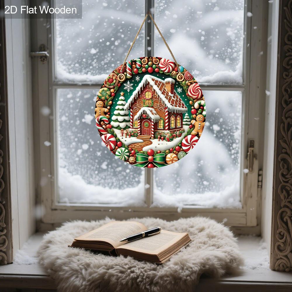 Рождественская деревянная табличка с узором снежного домика - Табличка Navidad для декора входной двери, двора, балкона - Идеальное рождественское украшение