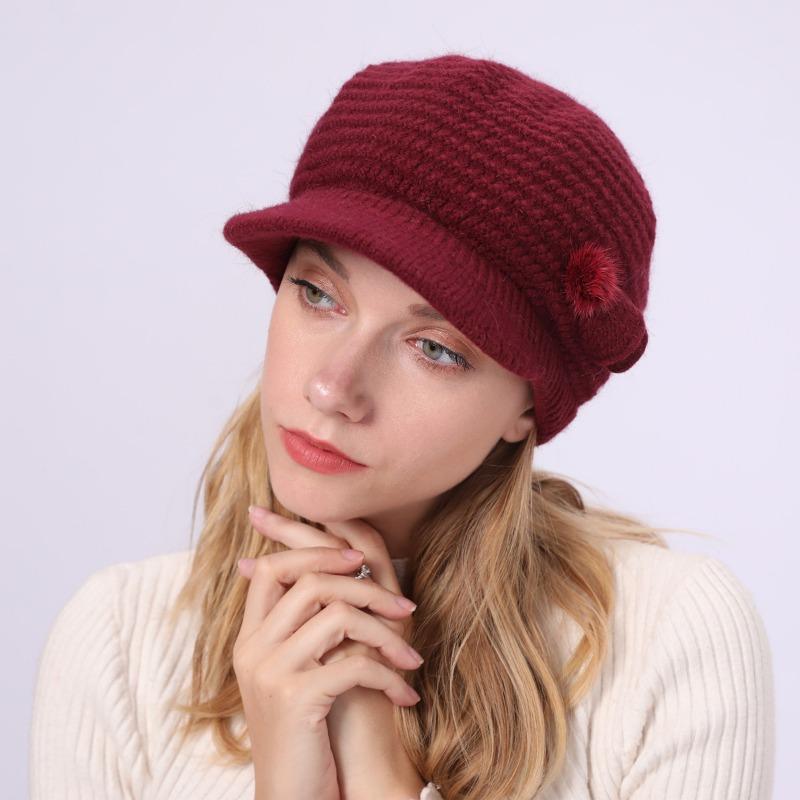 Шапка с утиным язычком, женская, осенне-зимняя, вязаная, шерстяная, шапки и кепки, бархатная, утепленная, морозостойкая, модная, берет