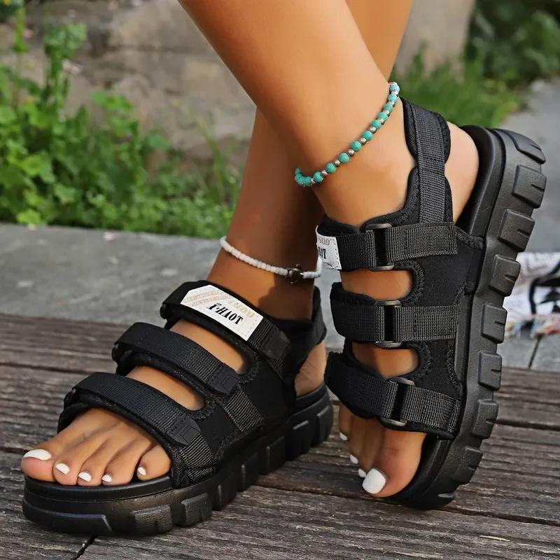 Women's Thick Sole Sandals Casual Shoes Versatile Solid Color Fashion Round Toe Soft Sole Comfortable Women's Summer Sandals