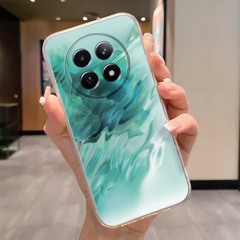 Для Realme 12 4G 12+ 13+ Plus 13 Pro+ Plus 5G Чехол Модные Цветы Расписной Прозрачный Силиконовый Чехол для Телефона Fundas Забавный Кот Пара