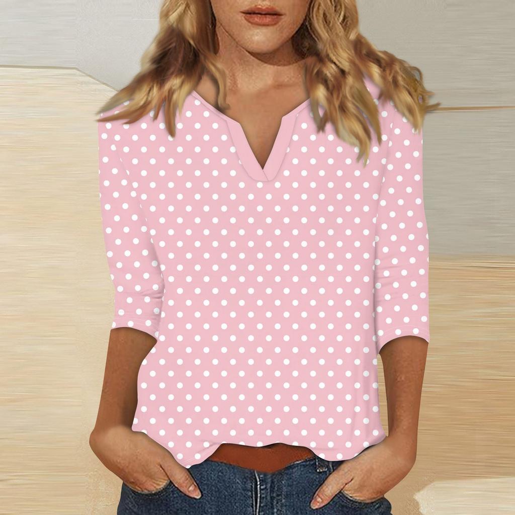 Women's Stand Collar 3/4 Sleeve Printed Top T-shirt