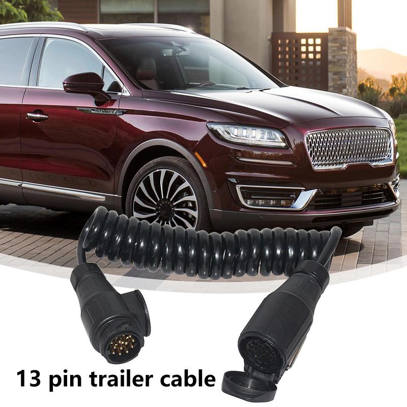 Удлинитель для прицепа 13-контактный на 13-контактный водонепроницаемый спиральный адаптер для прицепа, растягивающийся спиральный адаптер для прицепа, кабель для буксировочного устройства