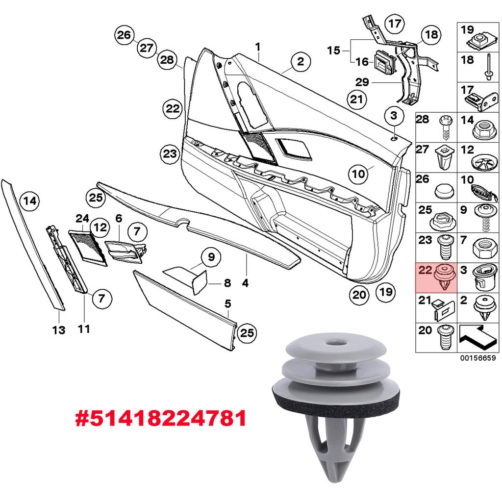 20x Interior Door Card & Trim Panel Fastener Clips For BMW E88 F45 E36 E46 E90 E91 F32 F33 F82 E60 E61 X1 E84 X3 E83 51418224781