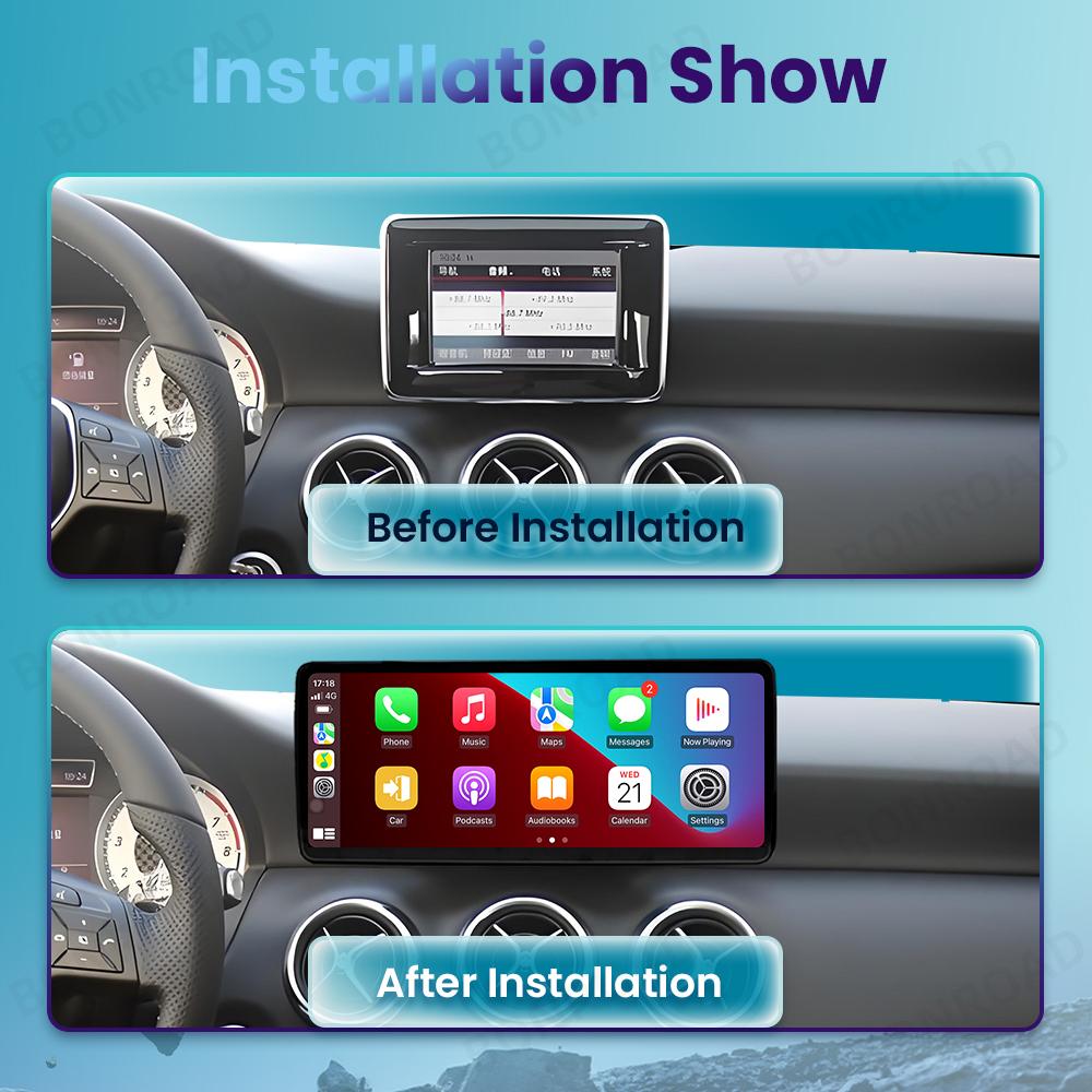 BONROAD 2400*900 12.3'' Touch Screen Car Multimedia Wireless CarPlay Android Auto Radio Stereo For Mercedes Benz A Class GLA CLA