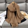 Однотонный женский зимний шарф Теплый Утолщенный Кашемировый Шаль Уличный Роскошный Кисточки Пашмина Женский Платок Ветрозащитный Эшарп Буфанда