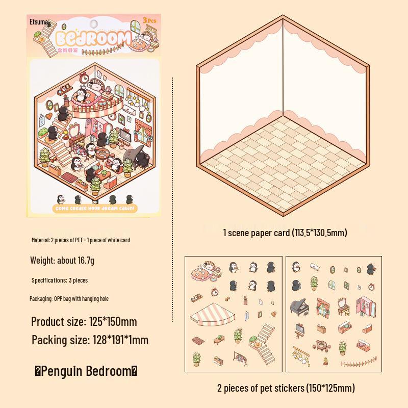 Популярные мультяшные пейзажные 3D DIY наклейки для детей