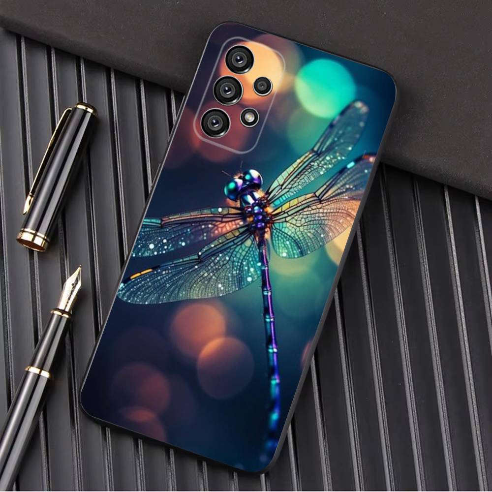 Чехол для телефона с рисунком стрекозы для Samsung Galaxy A13, A21s, A22, A31, A32, A52, A53, A71, A80, A91, мягкий черный