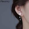 Prevent Allergy Silver Color Stud Earrings for Women New Trendy Elegant Flowers Tassel Party Jewelry Wholesale