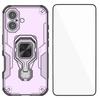 For iPhone 16 Plus Phone Case WANLONFENG PC TPU Back Cover Kickstand with Tempered Glass