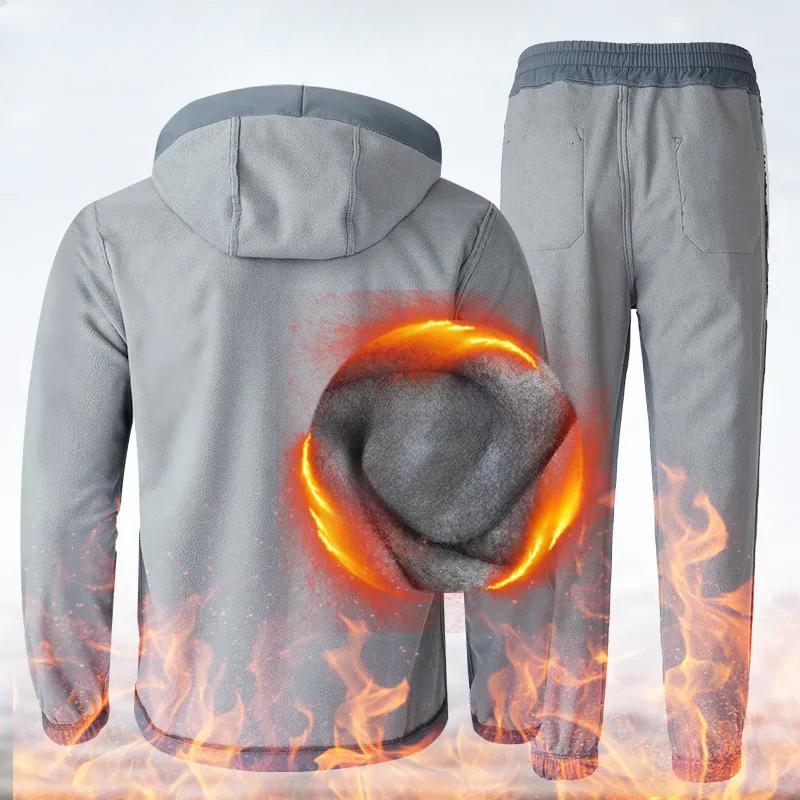 Зимняя куртка Plus Velvet Водонепроницаемый костюм Рабочая одежда Мужской зимний уличный утепленный теплый и холодный костюм из 2 предметов